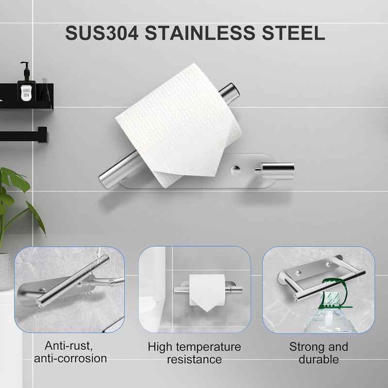 SetSail Toilet Paper Holder Adhesive or Screw-in Brushed Nickel Bathroom Toilet Paper Roll Holders Wall Mount Stainless Steel Tissue Holder for Bathroom Hardware Accessories - Image 3